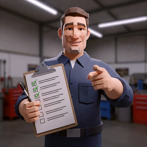 illustratie van monteur met een checklist